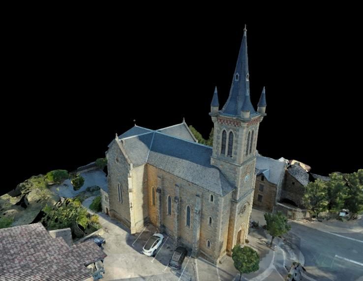 Résultat : modèle 3D texturé — église de La Cresse