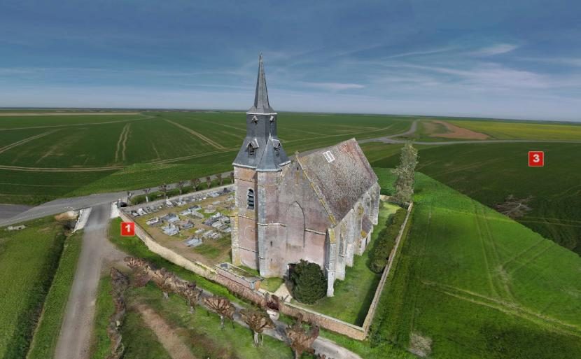 Visite virtuelle 3D de l'église d'Orrouer avec points d'intérêt annotés