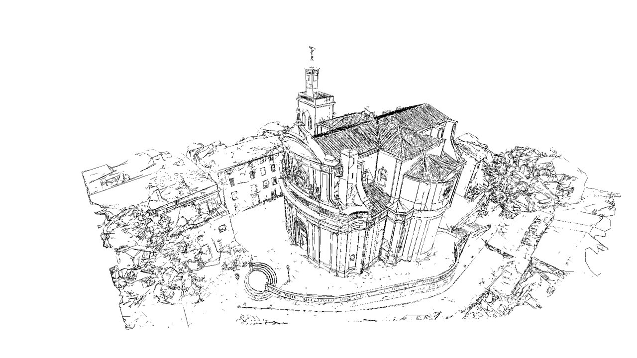 Vue perspective vectorielle de l'église d'Uzès